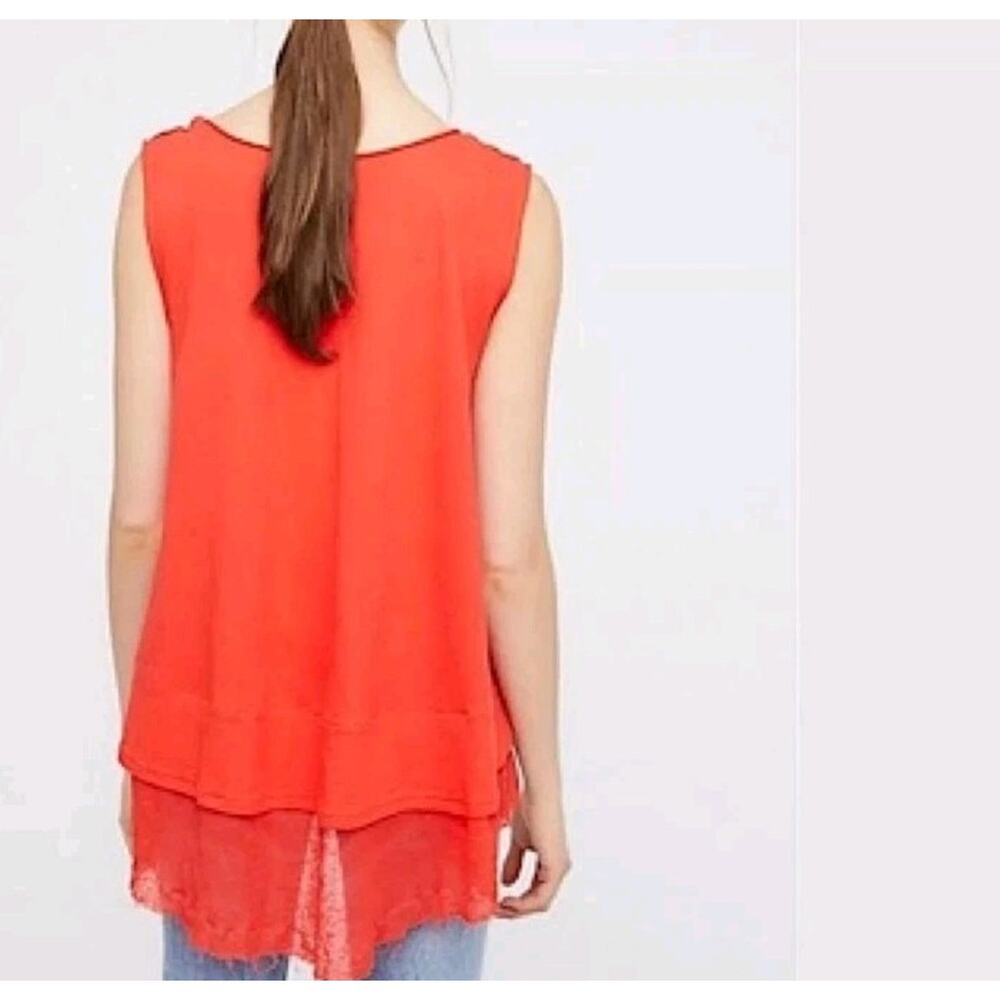 Free People Coral Peachy Oversized Cotton Layered Tank XS S M L Sleeveless Top - Picture 5 of 14